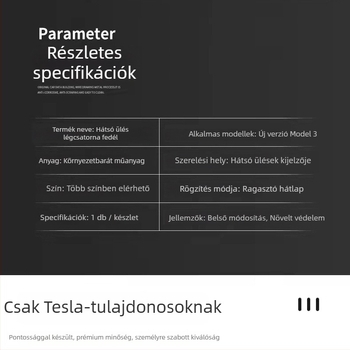 Model 3 Refresh 3 belső alkatrészek — műanyag, ragasztós középkonzol védelem