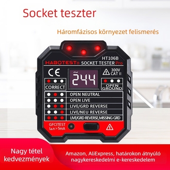 HABOTEST HT-106B Aljzat polaritás detektor és háromvonalas fázis detektor