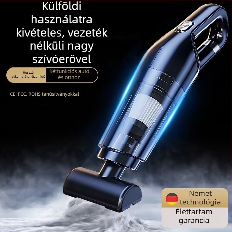 Vizes- és száraz porszívó autóhoz és otthonhoz vízabszorpcióval, 120W, szívóerő 9000, 62000 rpm, töltéses üzemmód