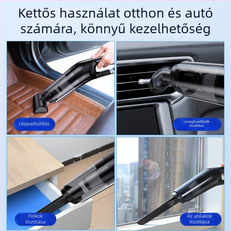 Vizes- és száraz porszívó autóhoz és otthonhoz vízabszorpcióval, 120W, szívóerő 9000, 62000 rpm, töltéses üzemmód