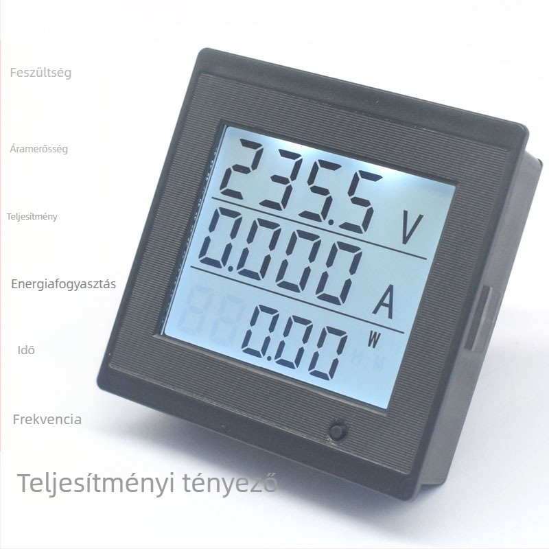 AC energia-mérő 220V, 20A – Digitális kijelző, feszültség, áram, teljesítmény, energia és idő