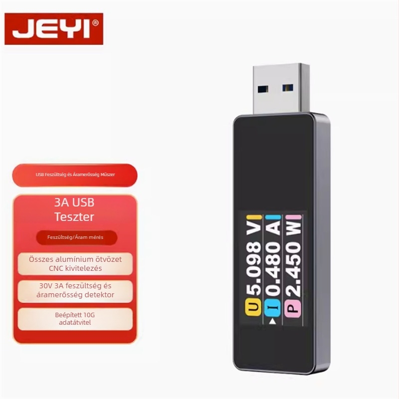USB 3.2 feszültség–áramerősség detektor, 3A mérő, 30V mérési tartomány, 10Gbps átviteli sebesség