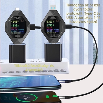Type-C PD USB-tesztelő, DC digitális voltmérő, ampermérő és teljesítménymérő