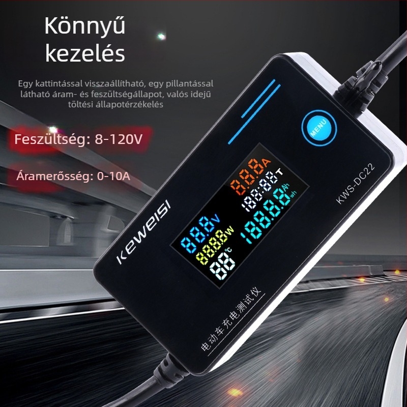 Keweisi DC digitális feszültség- és árammérő színes kijelzővel, teljesítményteszter 0-200V 0-100A