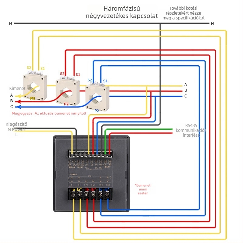 Többfunkciós elektromos energia mérő készülék áram, feszültség, teljesítmény és frekvencia mérésével; alapáram 5 A; referenciafeszültség 220 V; Yongnuo márka; modell GA