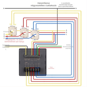 TK200S többfunkciós teljesítménymérő: áram, feszültség, teljesítmény és frekvencia; intelligens kétirányú energia-mérés RS-485 kommunikációval