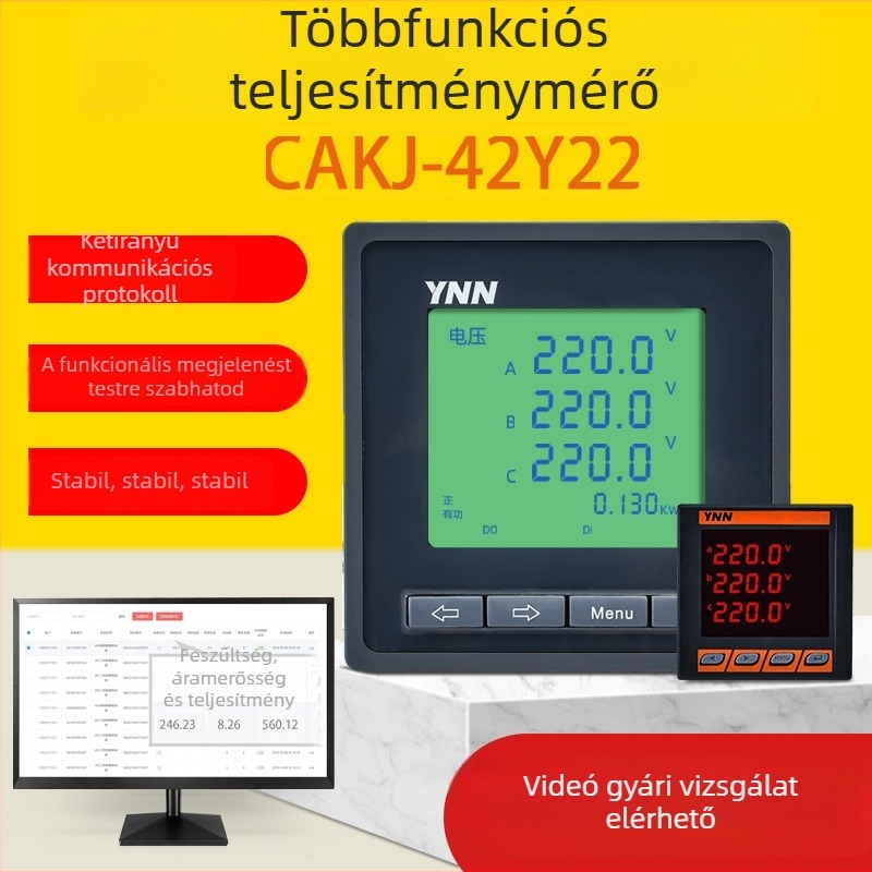 CAKJ-42Y22 teljesítménymérő LCD kijelzővel, 50 Hz, 220/380 V