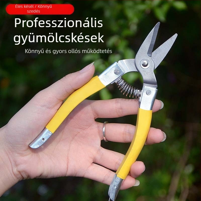 Rozsdamentes acél ágvágó olló csúszásmentes fogantyúval, metszéshez és gyümölcsbetakarításhoz