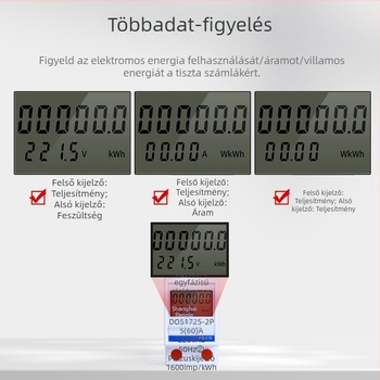 Egyfázisú DIN sínre szerelhető okos villanymérő kiadó lakásokhoz (220V)