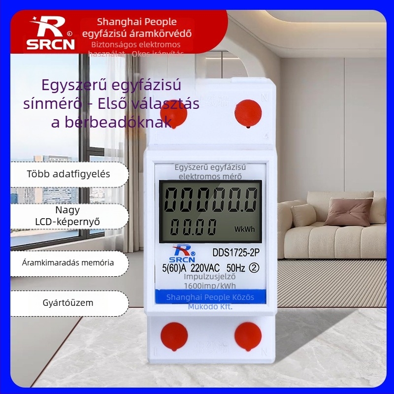 Egyfázisú DIN sínre szerelhető okos villanymérő kiadó lakásokhoz (220V)