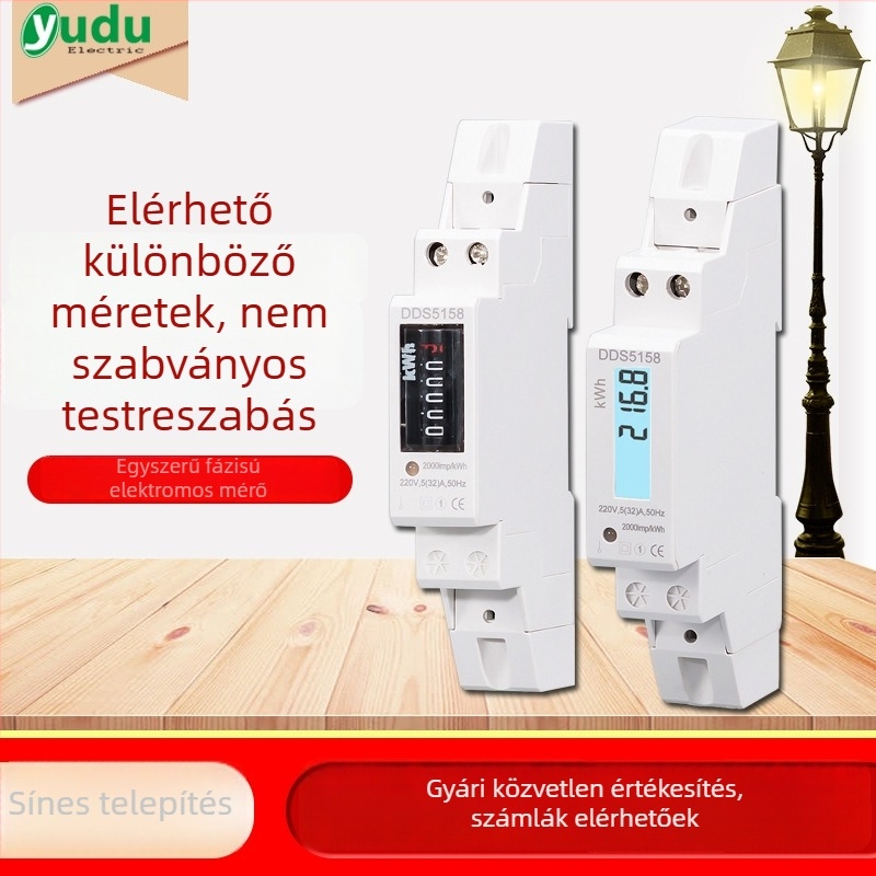 DIN-sínre szerelhető 220V-os egyfázisú digitális LCD mérőóra