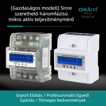 Sínre szerelt háromfázisú négyvezetékes mérő, 380V, kompakt