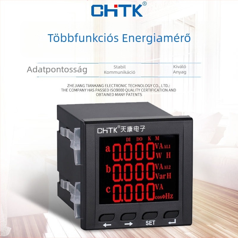 Háromfázisú digitális kijelzős mérő a teljesítmény, energia és elektromos mennyiség mérésére, RS485-vel, áram és feszültség – többfunkciós hálózati műszer.