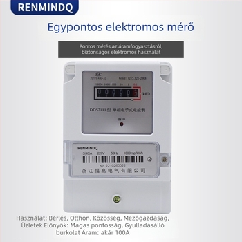 Elektronikus háztartási egyfázisú energiamérő, 40 A, 1. osztályú pontosság, 220 V, 50 Hz, DDS1986