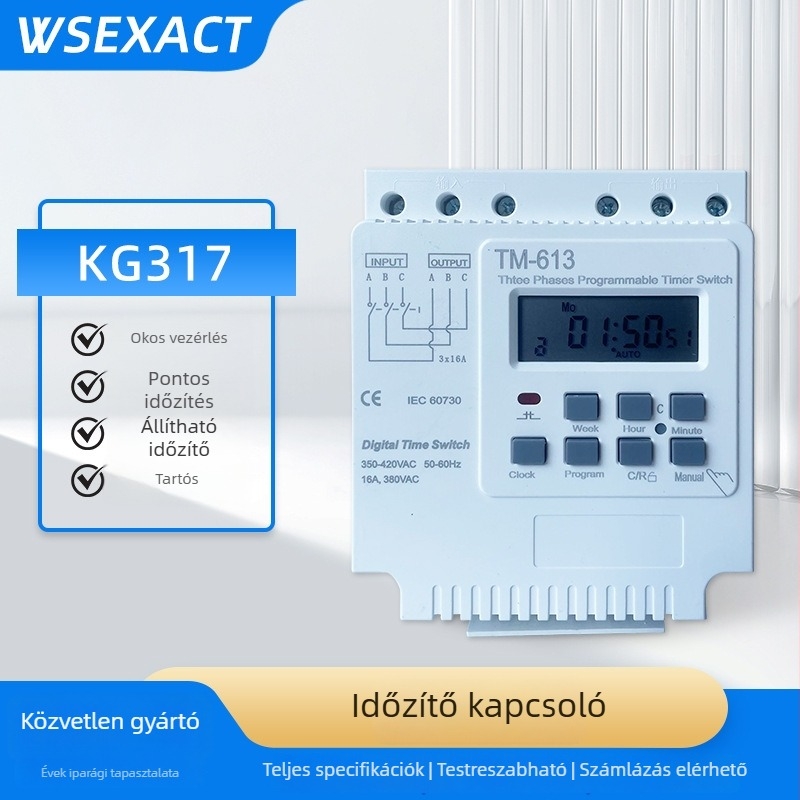 KG317 TM613 Nagy teljesítményű 380V háromfázisú háromvezetékes időzítő kapcsoló