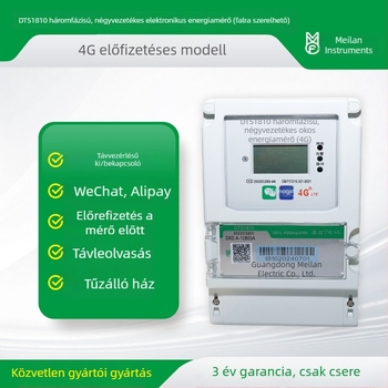 4G távoli előrefizetős intelligens villanyóra, 3-fázisú, 4-vezetékes digitális energia-mérő, távoli olvasási kóddal