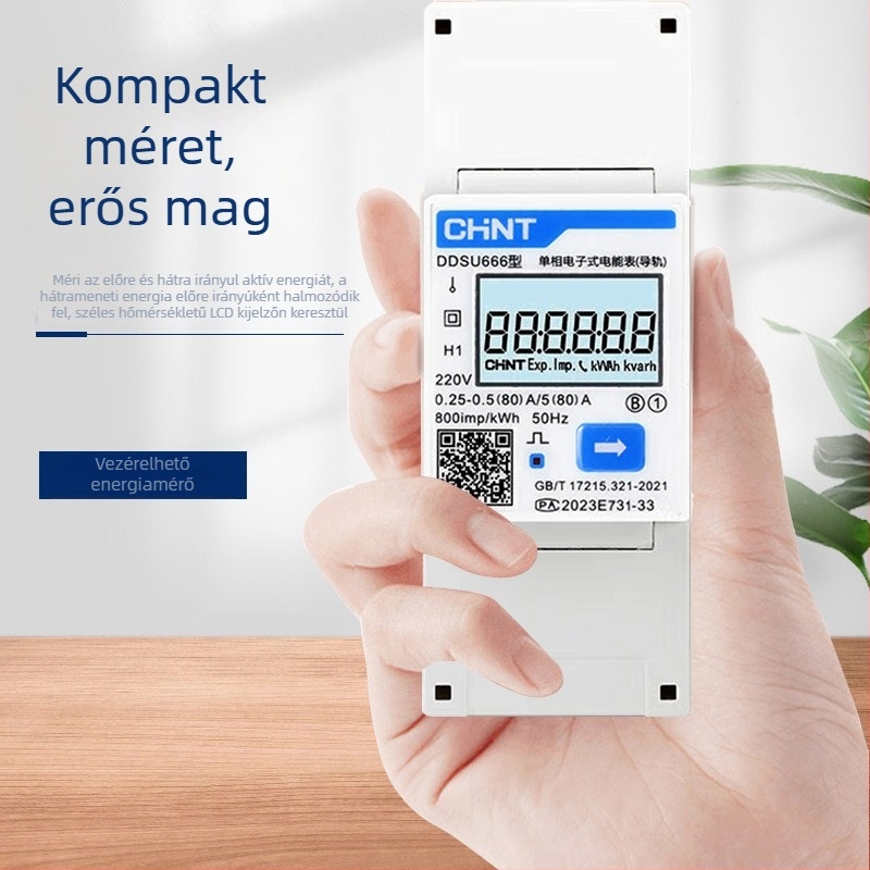 Chint DTSU666 sínre szerelt energiamérő, háromfázisú négyvezetékes, CT-vel és RS-485-tel, 380V