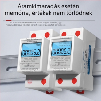 Haofang Háztartási Kis Méretű Egynapos DIN-sínre Szerelhető Elektromérő, Anti‑Tolvaj plombával, LCD kijelzővel, Elektronikus Energiamérő
