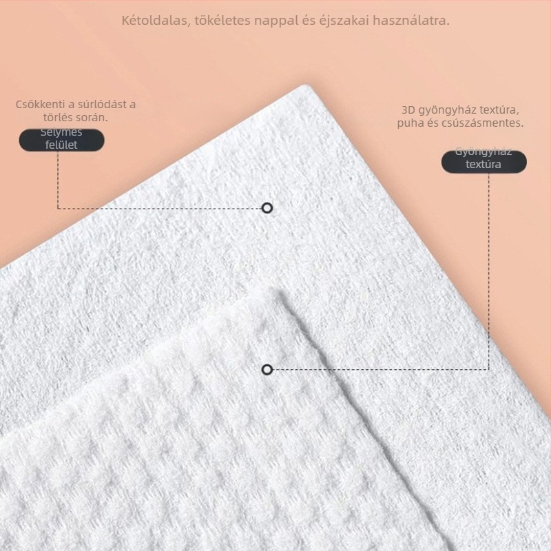 Kozmetikai pamut arctisztító kendők, egyszer használatos, növényi rostokból, tisztítás, 1 réteg, 200 db