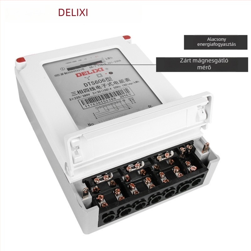 Delixi DTS606 CT-vel felszerelt elektromos mérő, digitális kijelző, 20A, 40A, 60A, 80A, 100A, intelligens
