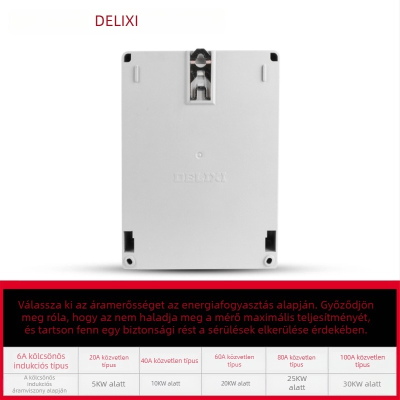 Delixi DTS606 CT-vel felszerelt elektromos mérő, digitális kijelző, 20A, 40A, 60A, 80A, 100A, intelligens
