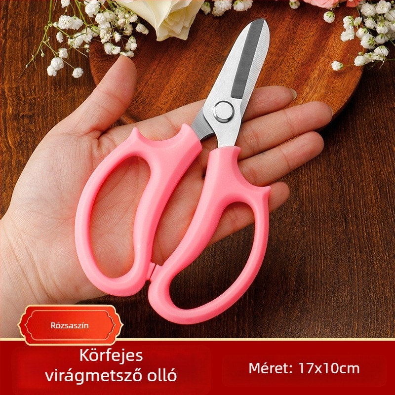 Virágkötő olló floristáknak — többfunkciós metszőolló, tüské eltávolítás és csokorformázás
