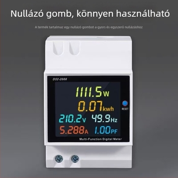 Intelligens otthoni elektromos mérő digitális kijelzővel, modell D52-2066, teljesítmény megjelenítés