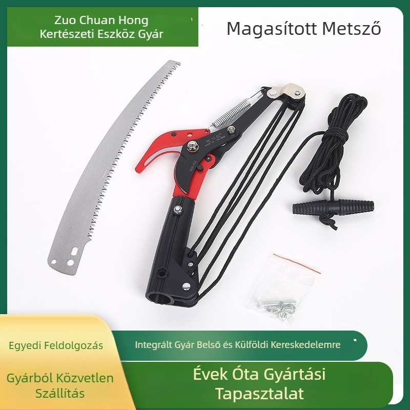 Teleszkópos metszőolló magas ágakhoz görgővel, gyümölcsszedésre