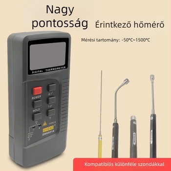 K-típusú ipari hőmérő egyetlen szenzorral, -50 °C-tól 1300 °C-ig, érintéses termopár