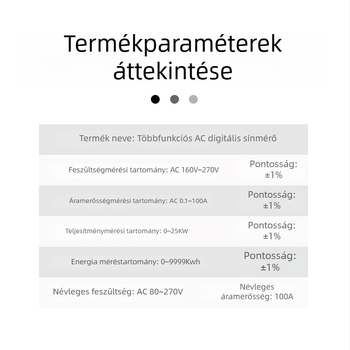 DIN-sínre szerelt LCD színes kijelzős többfunkciós elektromos mérő, feszültség, áramerősség, teljesítmény és energia mérésére, nulla reset lehetőséggel