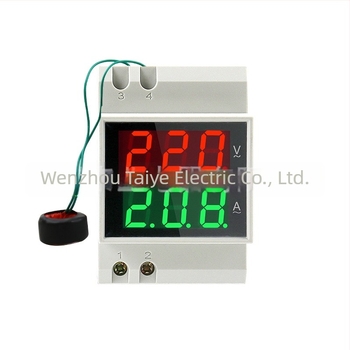 D52-2042 Sínre szerelhető, kettős kijelzős digitális váltóáramú voltmérő és ampermérő, 100A, 220V