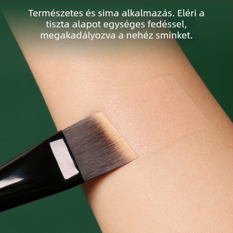 Alapozó sminkecset lapos fejjel, hordozható, szintetikus szálú sörtékkel, műanyag nyele