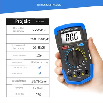HoldPeak HP-4070L digitális multiméter kapacitás, ellenállás és induktivitás mérésére – LCR mérő