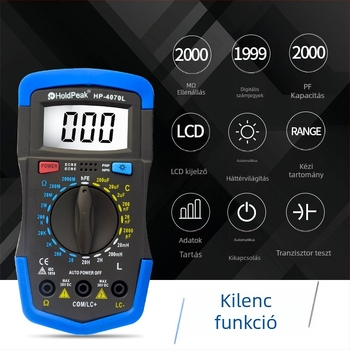 HoldPeak HP-4070L digitális multiméter kapacitás, ellenállás és induktivitás mérésére – LCR mérő