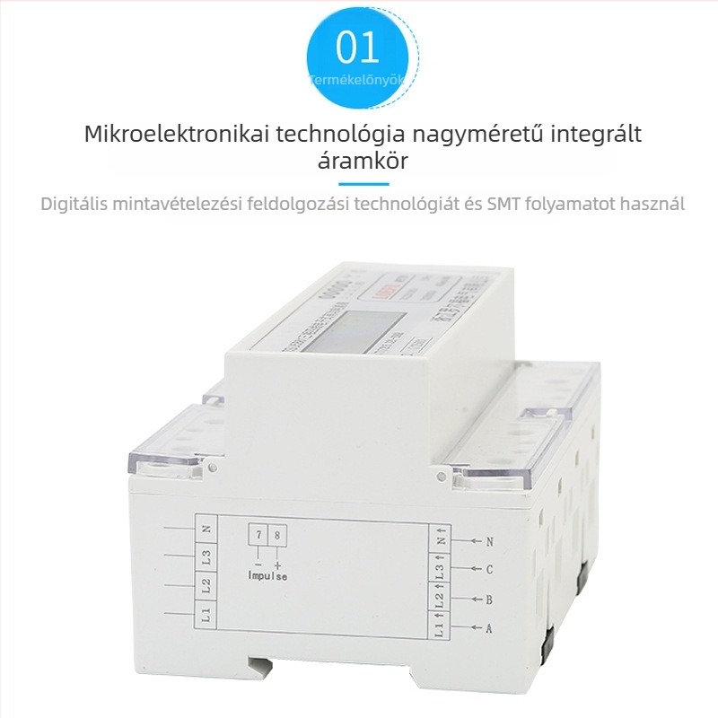 DTSU5881 DIN-sínre szerelt háromfázisú 4-vezetékes wattóramérő LCD kijelzővel