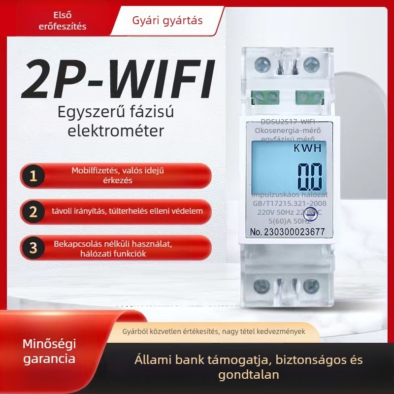 Kollégiumi campusz intelligens energia-mérő, DDSU2517, távolról előre feltöltött, egyfázisú, sínre szerelhető, WiFi