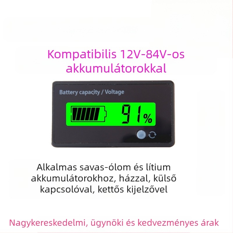 Személyre szabott akkumulátor feszültség kijelző 8-120V, ólom-akkumulátor, lítium és LiFePO4 akkumulátorokhoz — Gu Yu GY-6GD v6