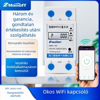 Graffiti okos mérőóra WiFi-vel, távoli előrefizetett mérő, egyfázisú sínre szerelhető energia-mérő LCD-kijelzővel