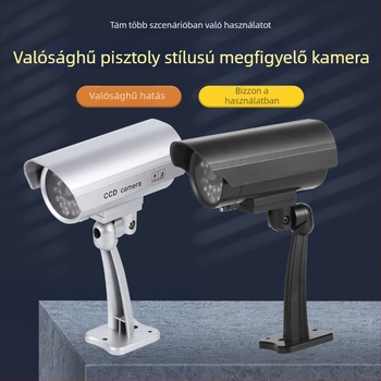 Kültéri hamis felügyeleti kamera pisztoly formájú, villogó fény, 3MP/2K, ABS ház