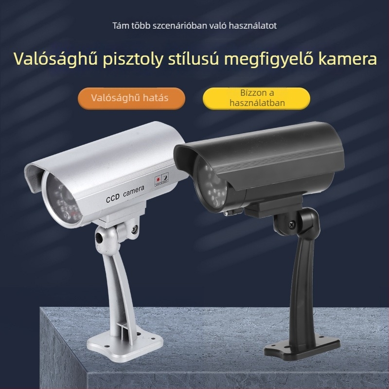 Kültéri hamis felügyeleti kamera pisztoly formájú, villogó fény, 3MP/2K, ABS ház