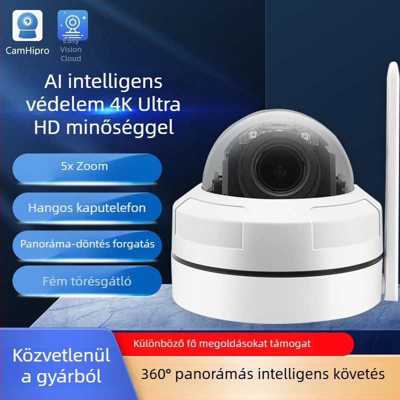 Kültéri robbanásbiztos kupolkamera, 5x optikai zoom, fém ház, kétirányú hang, vezeték nélküli Wi‑Fi megfigyelés