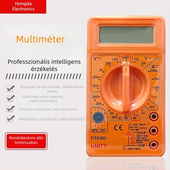 DT-830D buzzerrel ellátott digitális multiméter, kompakt kézi készülék, LCD kijelző