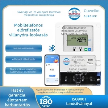 Bérleményekhez készült okos Bluetooth árammérő, telefon QR-kód beolvasásával és távoli előrefizetett kontroll az alkalmazáson keresztül