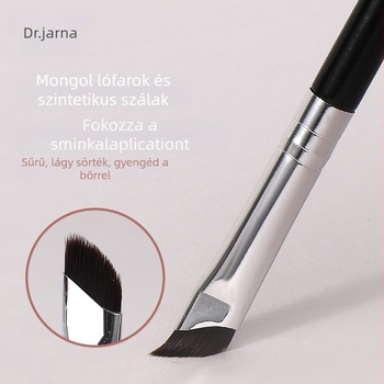 Kétfejű eyeliner ecset ferde fejjel, ló-szőr, alumínium fogantyú, rövid nyelet, DJ-219