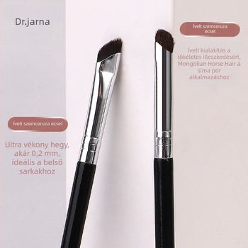 Kétfejű eyeliner ecset ferde fejjel, ló-szőr, alumínium fogantyú, rövid nyelet, DJ-219