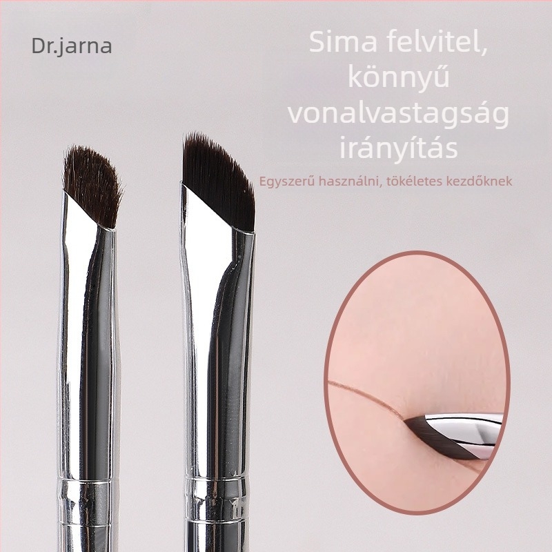 Kétfejű eyeliner ecset ferde fejjel, ló-szőr, alumínium fogantyú, rövid nyelet, DJ-219