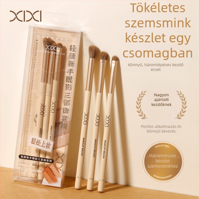Xixi szemhéjfesték ecset készlet, 3 darab műszálas ecset, dobozos csomagolás, XS-21 nyél