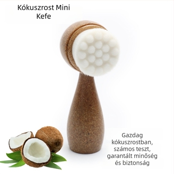 Új mini arctisztító kefe környezetbarát kókuszrost anyagból készült biológiailag lebomló nyéllel, kétoldalas, álló kivitel