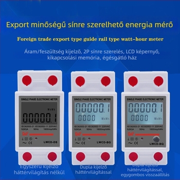 DIN-sínre szerelhető egyfázisú digitális energiamérő, intelligens kijelző, 220V