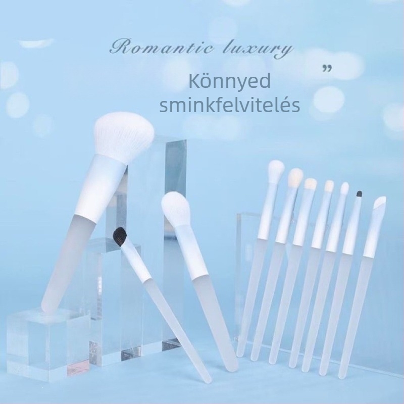 Sminkecset készlet, 10 darab, szintetikus szálak, műanyag nyél